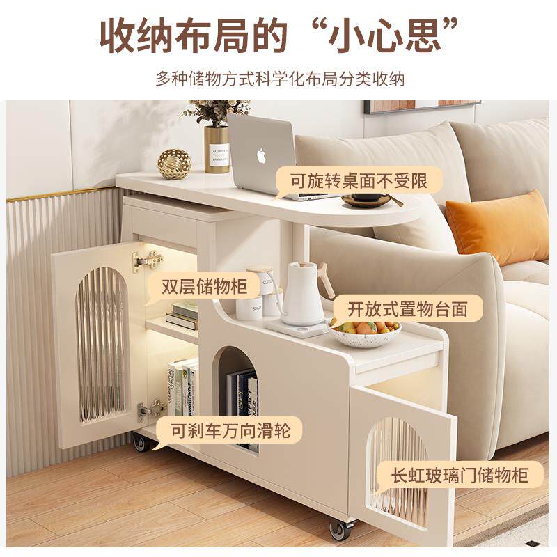 奶油旋转边几小桌子发可移动茶沙几床头侧NYFBJ06边柜角几迷你客