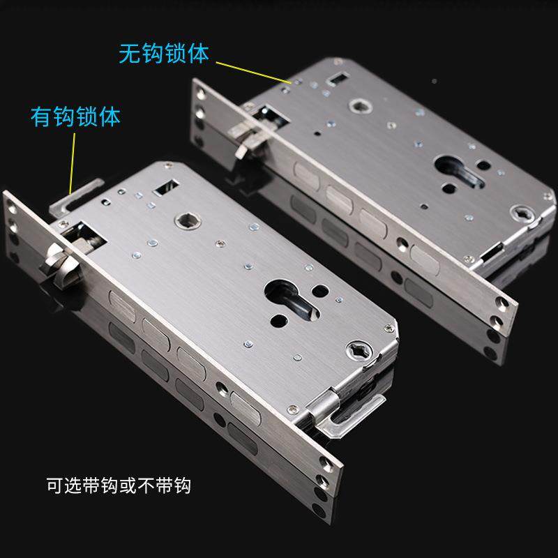 34不锈钢6068锁体防0盗门锁体指纹OSL体双锁大门锁快体上提反锁入