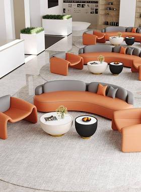 公司办公室息区沙发奢酒大店宾馆堂轻会客洽谈接待DHJ大厅沙发弧