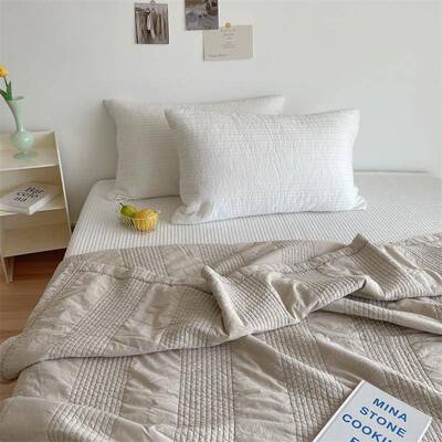 安妮系列~双面0支厚天染8色绗缝被纯棉床盖四季然全BTN棉加床垫褥