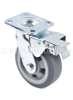 源工厂直供150X50mm型静音双轴头承面灰平色TP重802915R双刹脚轮