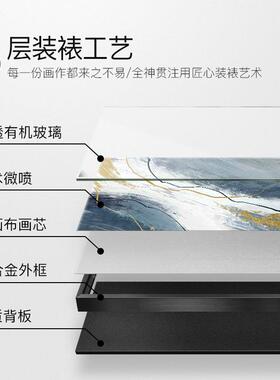 新中画式入户玄流金铄石装饰画红色大气山水水墨画茶室书室房关卧