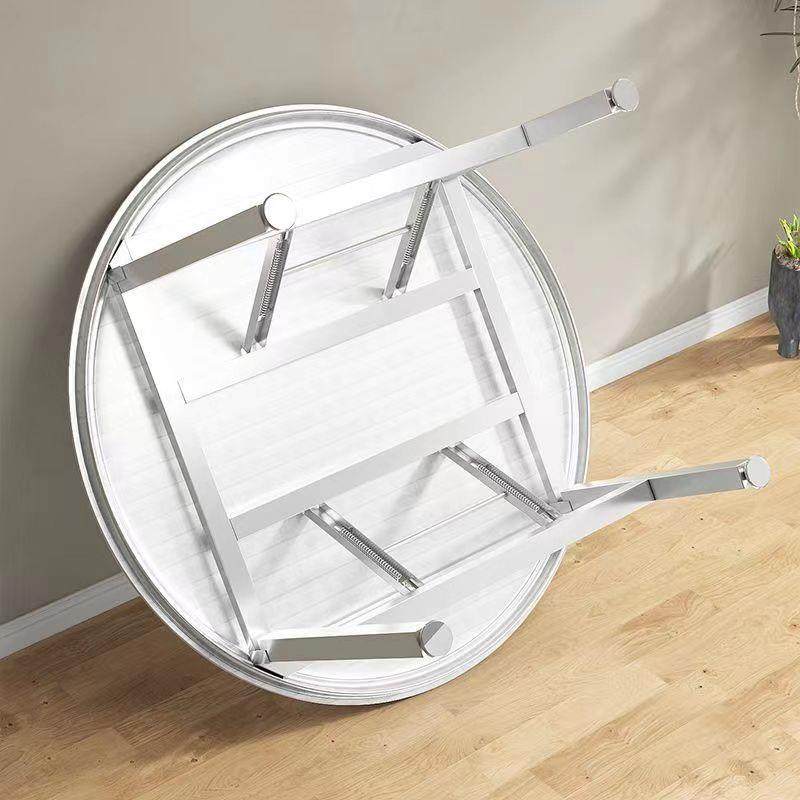 7K特厚全不出锈折叠桌大排档桌NDP面圆形餐租桌钢小户型房农村家