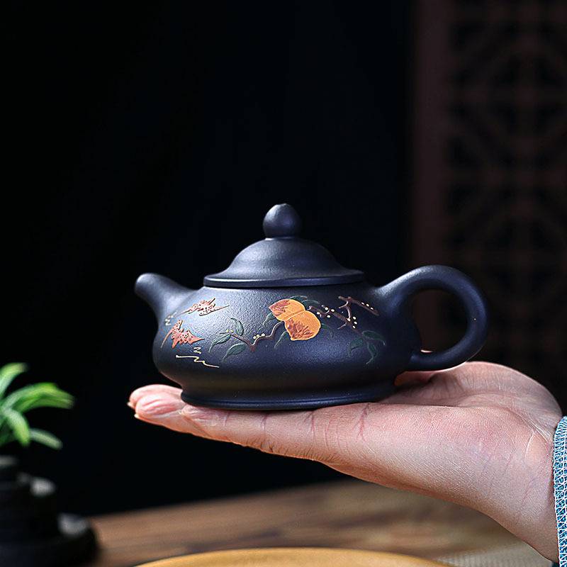 宜兴紫砂壶纯全手工家用套装原矿黑泥官帽壶茶壶具传统出水