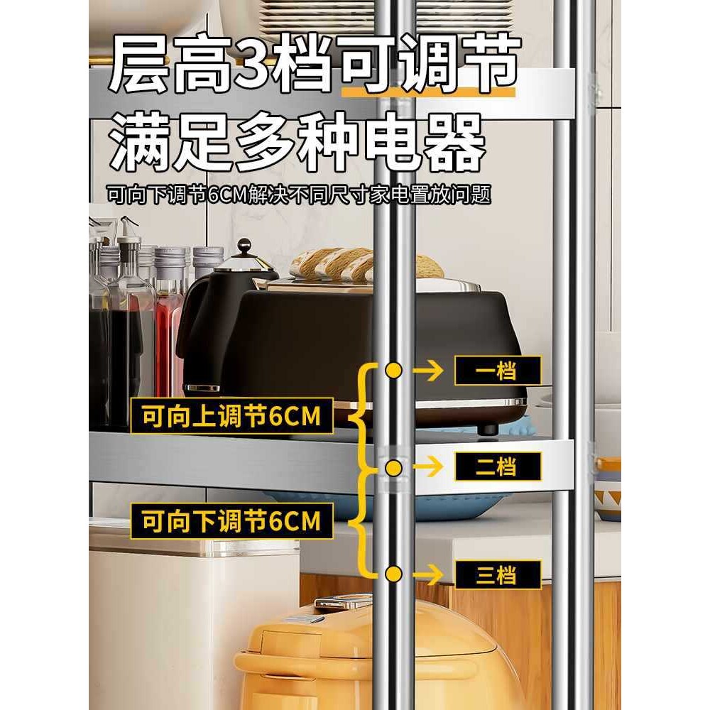 不锈钢厨房阳台储物架夹缝置物架落地多层冰箱缝隙小架子15/20cm