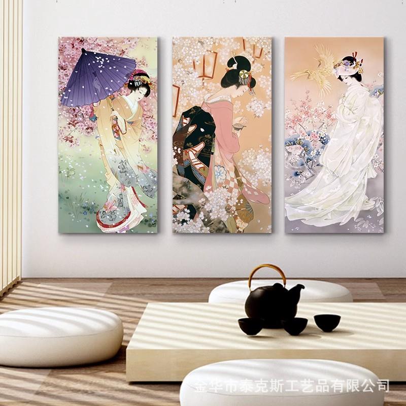 式司装饰画浮世挂画寿餐厅绘画装饰民宿壁日画唐TAO宫仕女图挂画