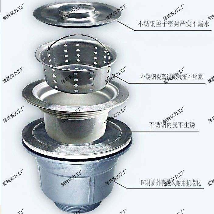 商用三盆双盆下水管套装饭店加大水槽加粗管洗碗池下水三合一排水