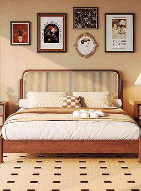 1复古实木床主.5双人床米卧1.8米日式实木床民宿床小户型1.XCF2m