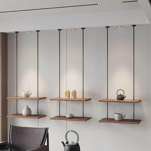 简悬挂置物022架书多上层墙隔板架简约客厅装饰架茶吊柜创意吊室