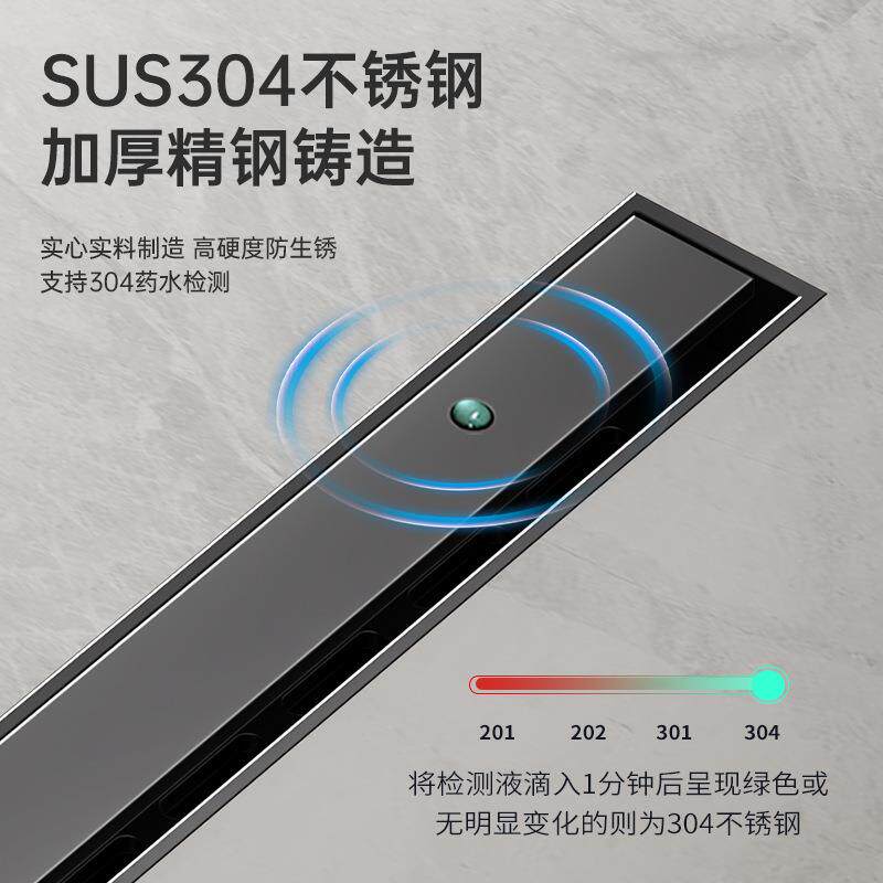 全铜防臭防地漏线芯极窄长条地不锈钢3漏04通3.2cm宽用浴室厕所性