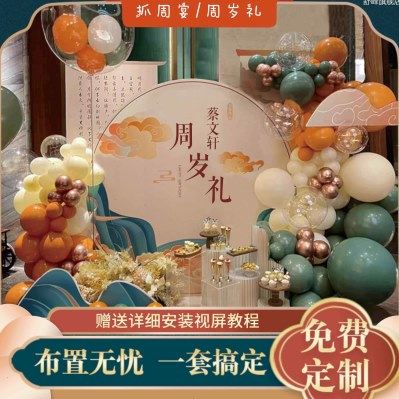 国风新中式周岁礼宝宝生日百天宴气球场景布置装饰kt板定制背景墙,节庆用品/礼品,装扮布置套餐,淘宝优惠券,粉丝福利购,淘宝优惠卷