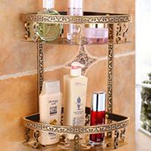 仿古浴室三角篮墙角卫生间壁挂双层转角置物架欧式 太空铝角篮