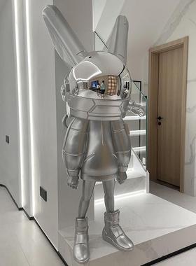 机械太空兔装饰品家居客厅电视柜落地创意电镀高级感软装艺术摆件
