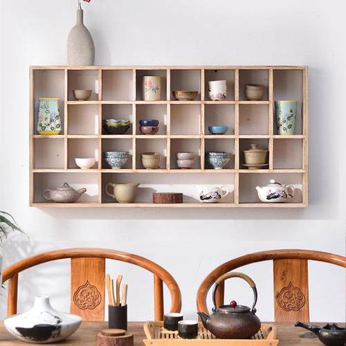 建盏茶杯架小紫砂壶架实木多宝阁中式博古架茶具收纳展示架格