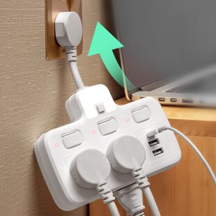 柔性插头转换器不挡开关带USB夜灯家用一转多功能孔扩展器插座