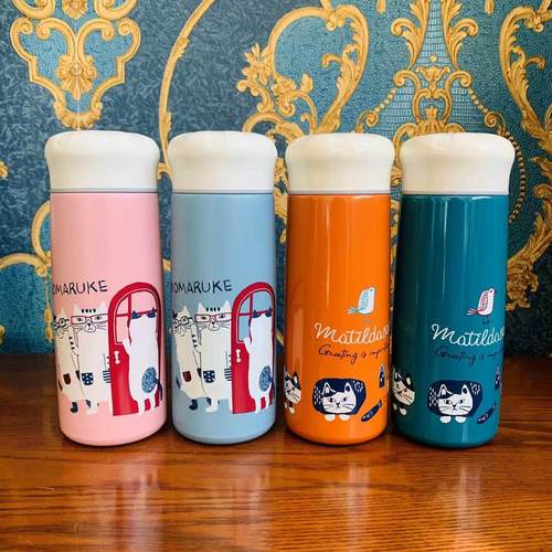 不锈钢可携式水杯保温杯摇摇杯速热暖手ml车载杯子网红可爱卡通