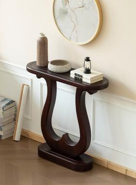 中实木玄物关桌极窄小1条薄案供台靠墙边几走廊入户式装饰柜超置