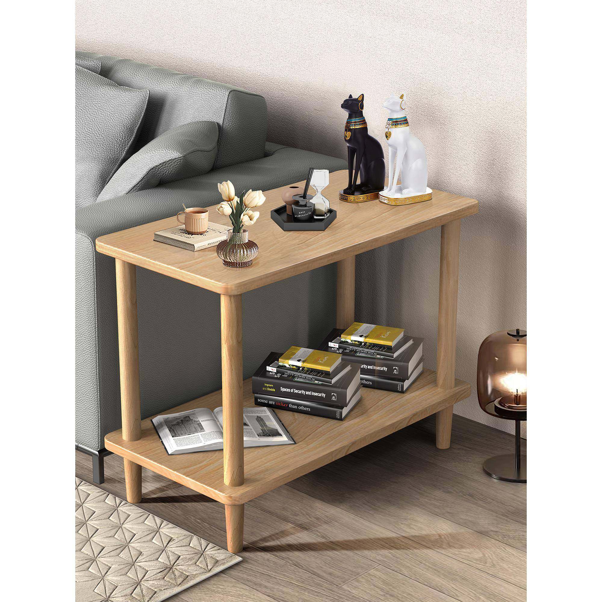 ?实BZ-001木沙发边几现代简客约家厅沙发柜简易置物架用极简边长