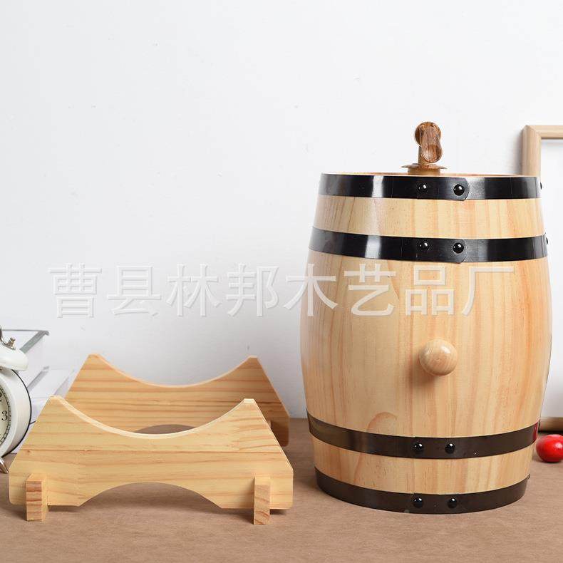 实木桶酒橡酒吧吧实台装木饰摆橡木桶件木卧式红酒啤酒木桶可印lo