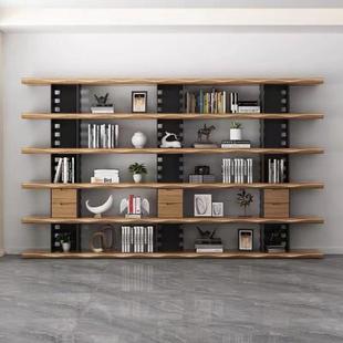满墙整墙厅书柜办公室置物架实落地隔断收纳多书WEG层架客美式 木