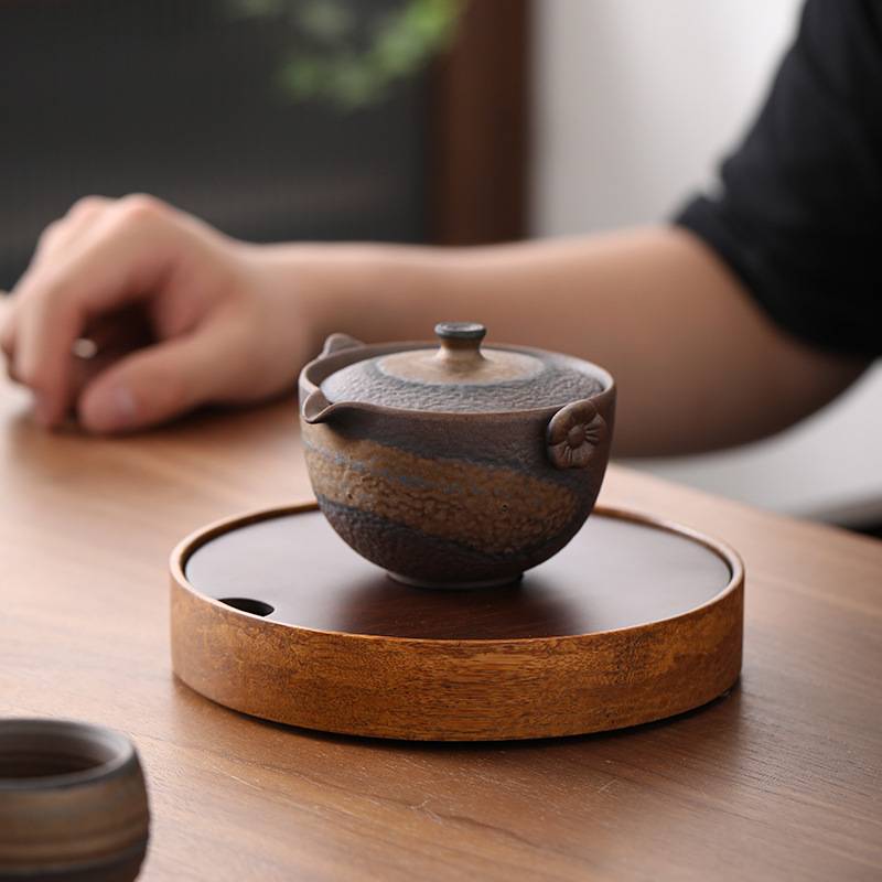 中式重竹壶承 储水式干泡台家用竹制实木壶垫小号茶盘蓄水壶托