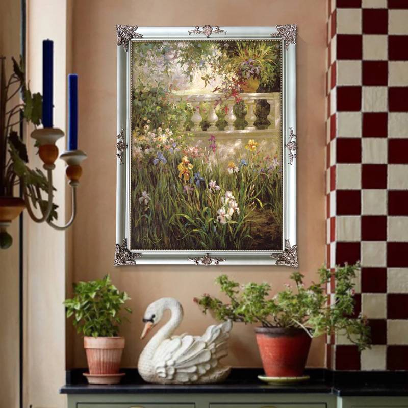 世界名画欧式复古客厅挂画风景油画玄关装饰画餐厅壁画竖步步高升