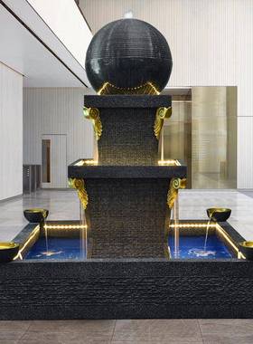 欧式球水喷泉摆件家居饰品水循环景装饰办公流2587室圆招财落地景