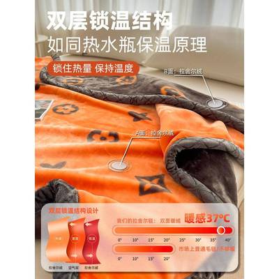 拉TYLSE/20舍尔毛毯冬舍加厚办公午睡小毯子季珊瑚绒宿被毯盖毯单