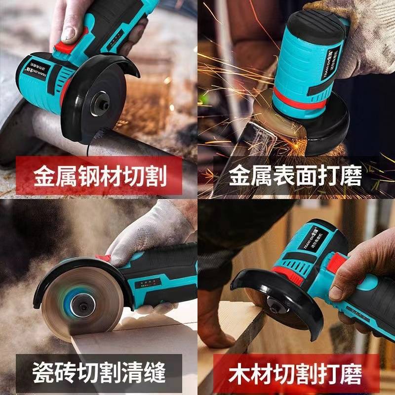 跨境无线角磨机刷锂电充电式磨光机打磨机家用木工便携电动切割机