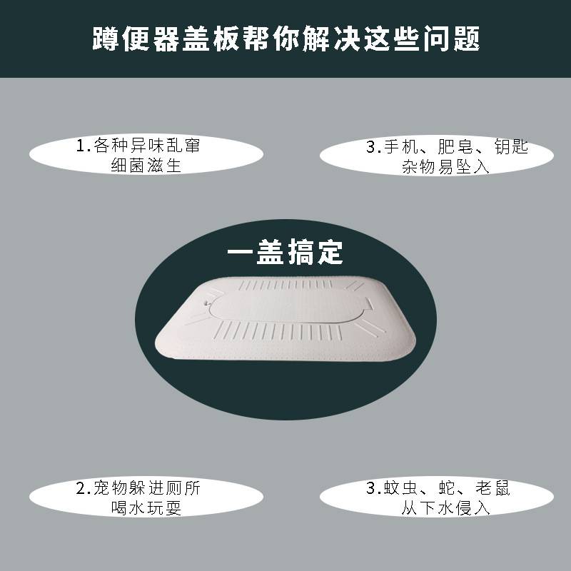 蹲便防滑封闭式器盖板蹲坑防臭堵臭器卫生间洗澡厕所挡板一健开启