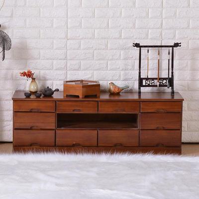 全实木电视小型地柜边柜简户约现代中式客厅72046柜收子柜茶几实