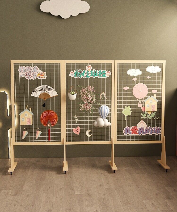 节日移动展示架网格置物架展示幼儿园幼儿手木作子实实木架子收纳