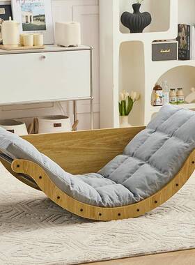 新香蕉船摇椅简约实木懒沙发款家居躺椅客厅家VGY452复用古休闲人