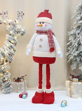 38inch大尺寸伸缩针织布艺圣诞老人雪人公仔耶诞节New Year装饰品