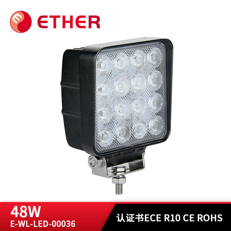 LED48W加厚57厘米ecer10泛光聚光灯工程机械设备工作灯