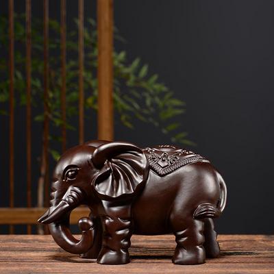 黑檀木雕大象摆件一对木质视大象电柜玄关家居客桌面00006厅装饰