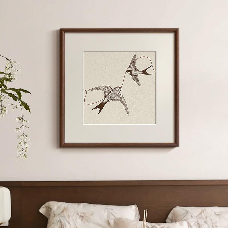 室《双飞燕》法中式复al202409古国风客厅装饰画简约新中式玄卧关