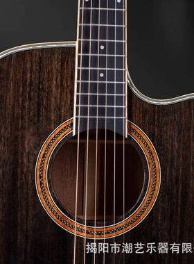 41a亮光全桃花芯单板吉他g寸u吉泰勒全单itr指板民谣木他jita面单