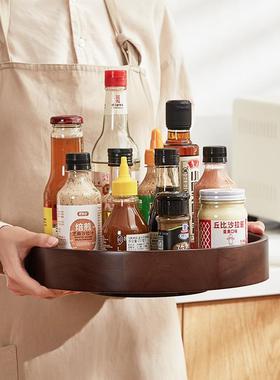 胡桃木调料架子F7656SM8旋转置物厨房架台醋面实木盐酱调味品木质