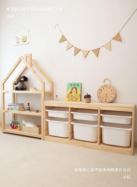 玩收纳架绘本架宝宝书儿本置物具架实木烟落囱家用地收纳NMC柜童