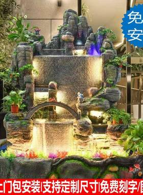 假山流厅水鱼喷泉鱼池缸瀑布造景室内客户外花园景庭TB602563院水