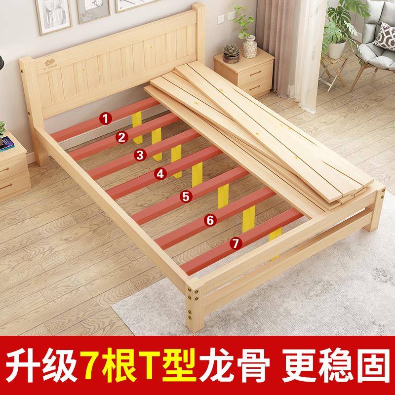 实木床双人NGV8071..8米儿经济型1.5m租房松木童床12出米简易单人