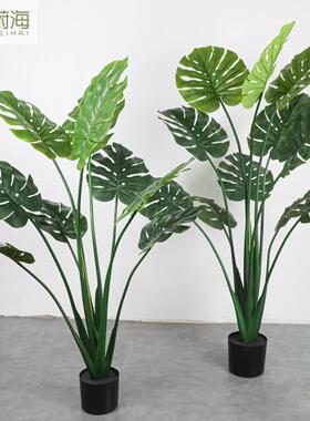 仿真树绿件植龟背叶景盆栽植物盆假花家WH-GBS居装饰摆室内落地造