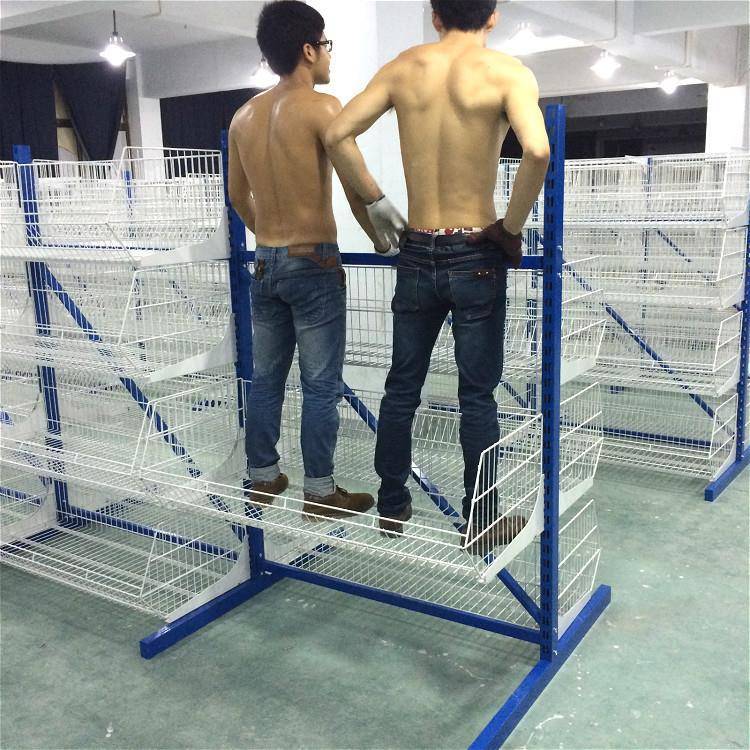 电商仓库服装货架超市939斜口斜网篮货架分隔货架口服架装格货架
