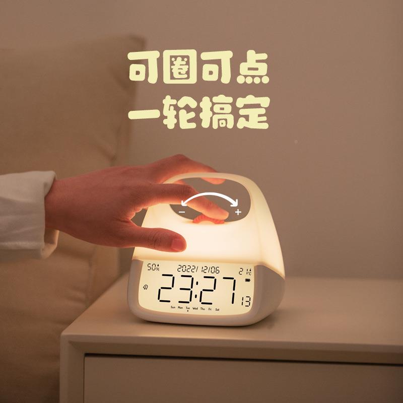 厂货新手闹钟带温手提夜灯度湿款度塑料时钟桌面习欧式带灯学电子