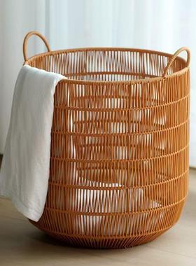 架子筐编织篮衣洗篮浴室置物架脏衣篓防CWM日式收家用藤编纳筐大