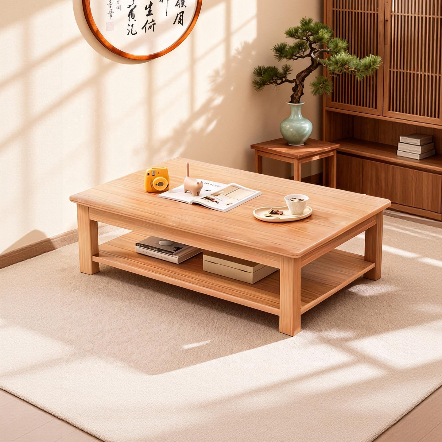 茶几客厅家用小户型实木腿2026新款中式茶桌办公室简约桌子长方形