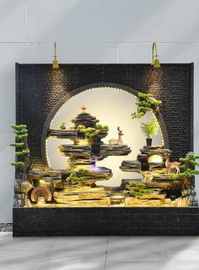 水幕墙流水屏园风别墅花院庭假山喷泉办公室装露饰台鱼ZG-67423池