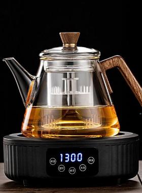 木把高硼硅p-6852壶玻茶璃花壶容量大蒸煮两用沏茶家用带过滤内胆