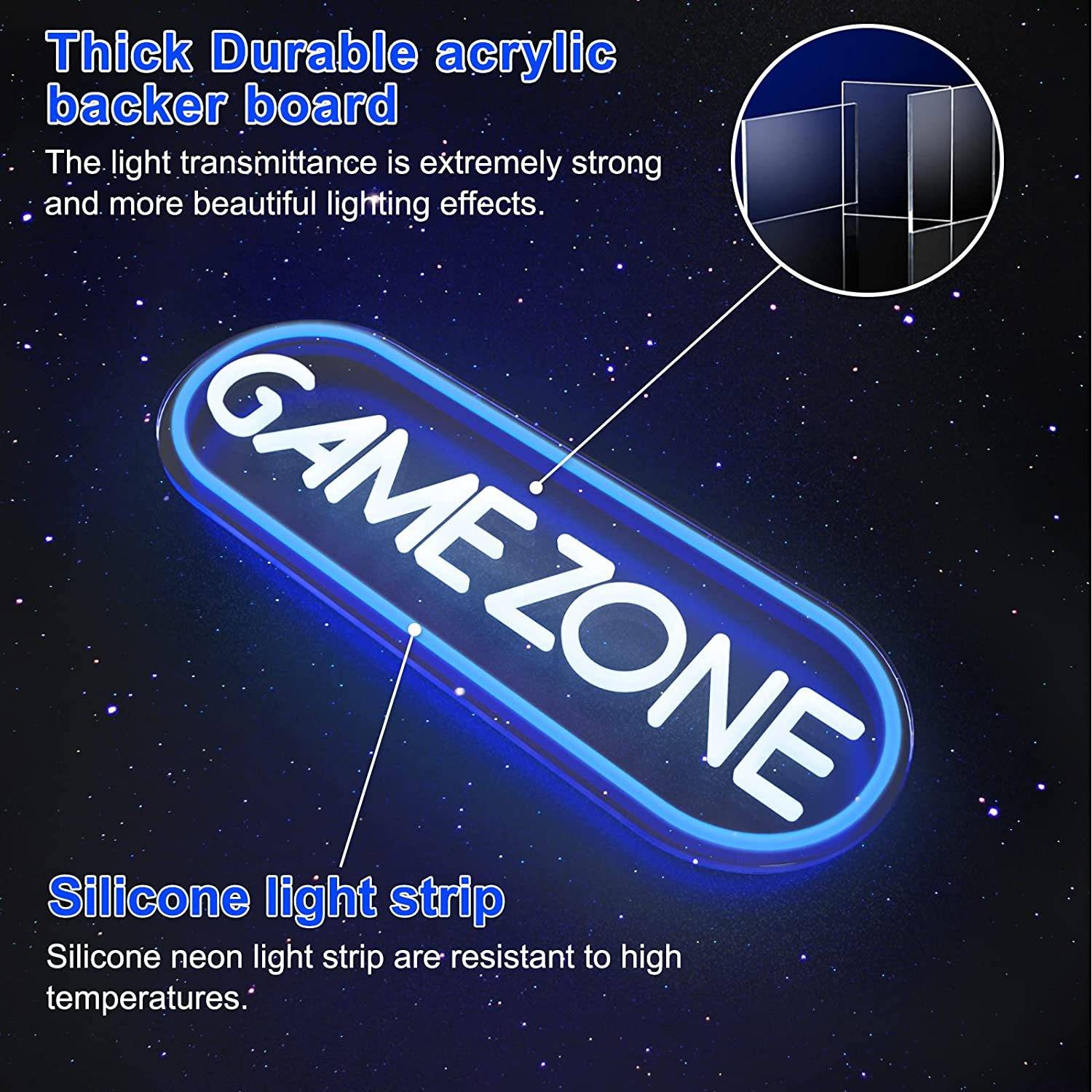 室内房间装饰立式电脑桌面氛围灯led霓虹灯小夜灯GAME ZONE霓虹灯